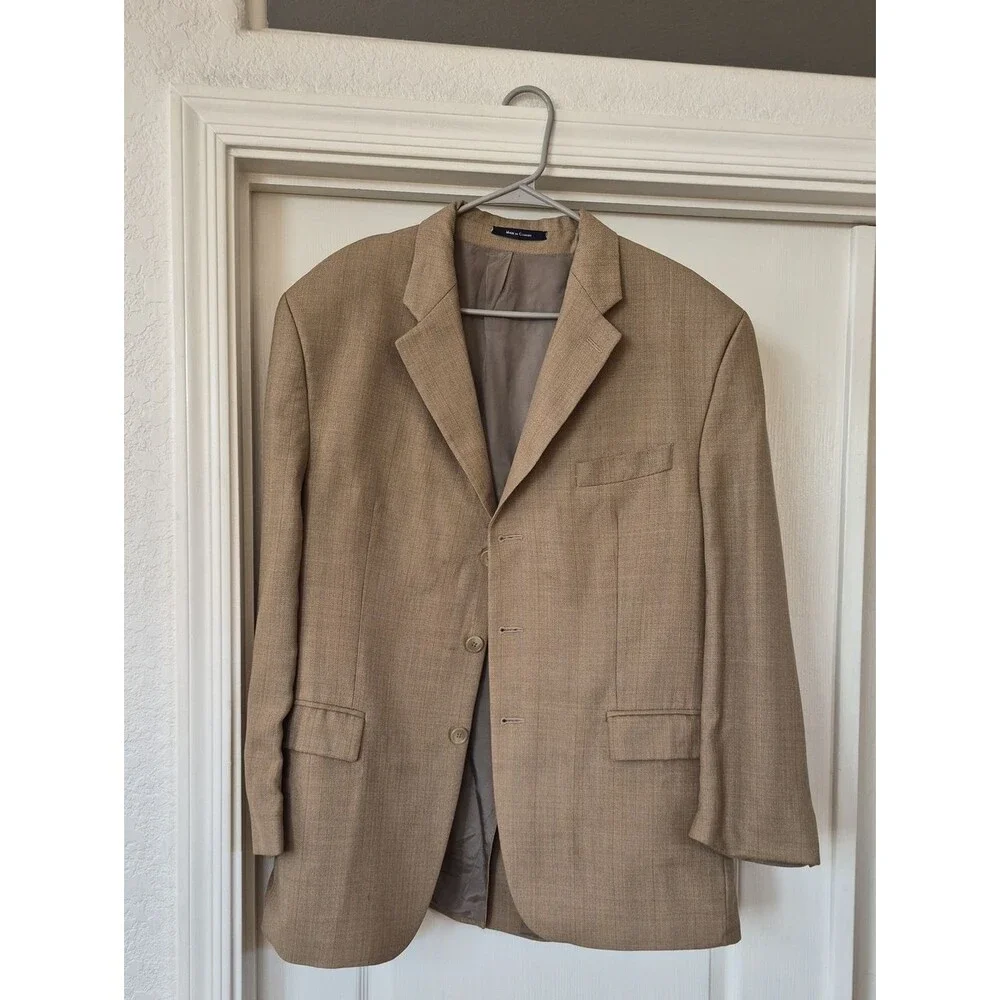 Chaps 100% Wool Three Button Smooth Blazer W/herringbone Pattern Sz 48R